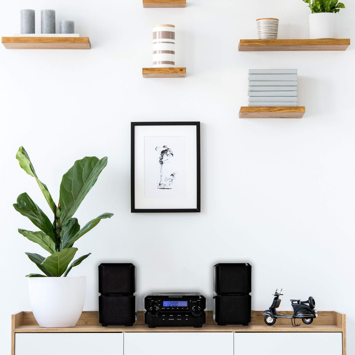 Magnavox top-loading CD tray open for quick disc access and convenient playback