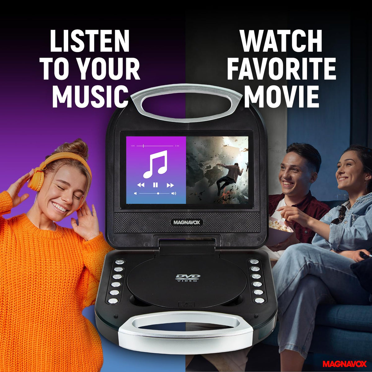 Magnavox MTFT750BK 3.5mm headphone jack preserves quiet viewing.