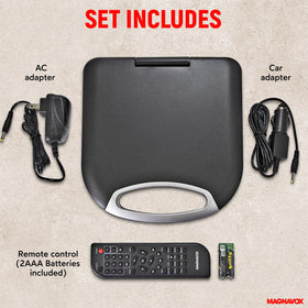 Magnavox MTFT750BK rechargeable battery supports up to 2.5 hours.
