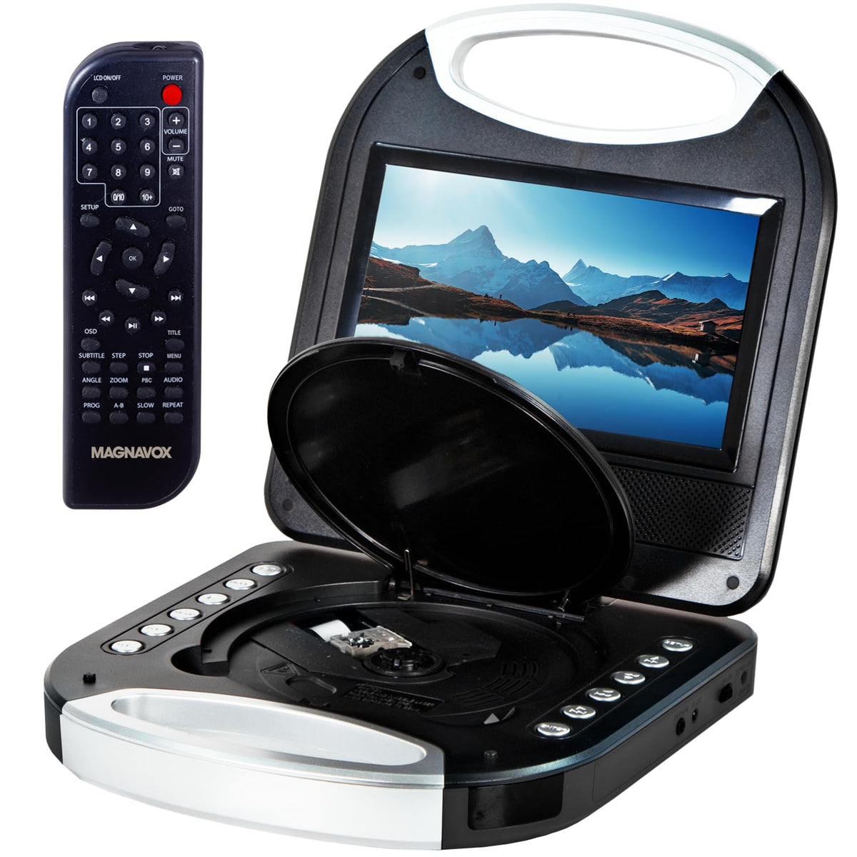 Magnavox MTFT750BK seven-inch screen for portable viewing on the go.