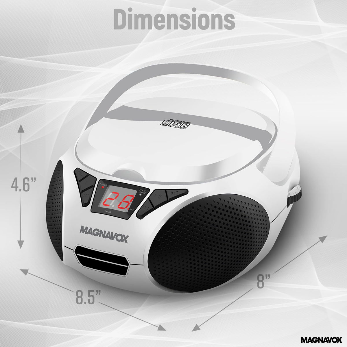 Magnavox side speaker grille detail, improved stereo clarity benefit
