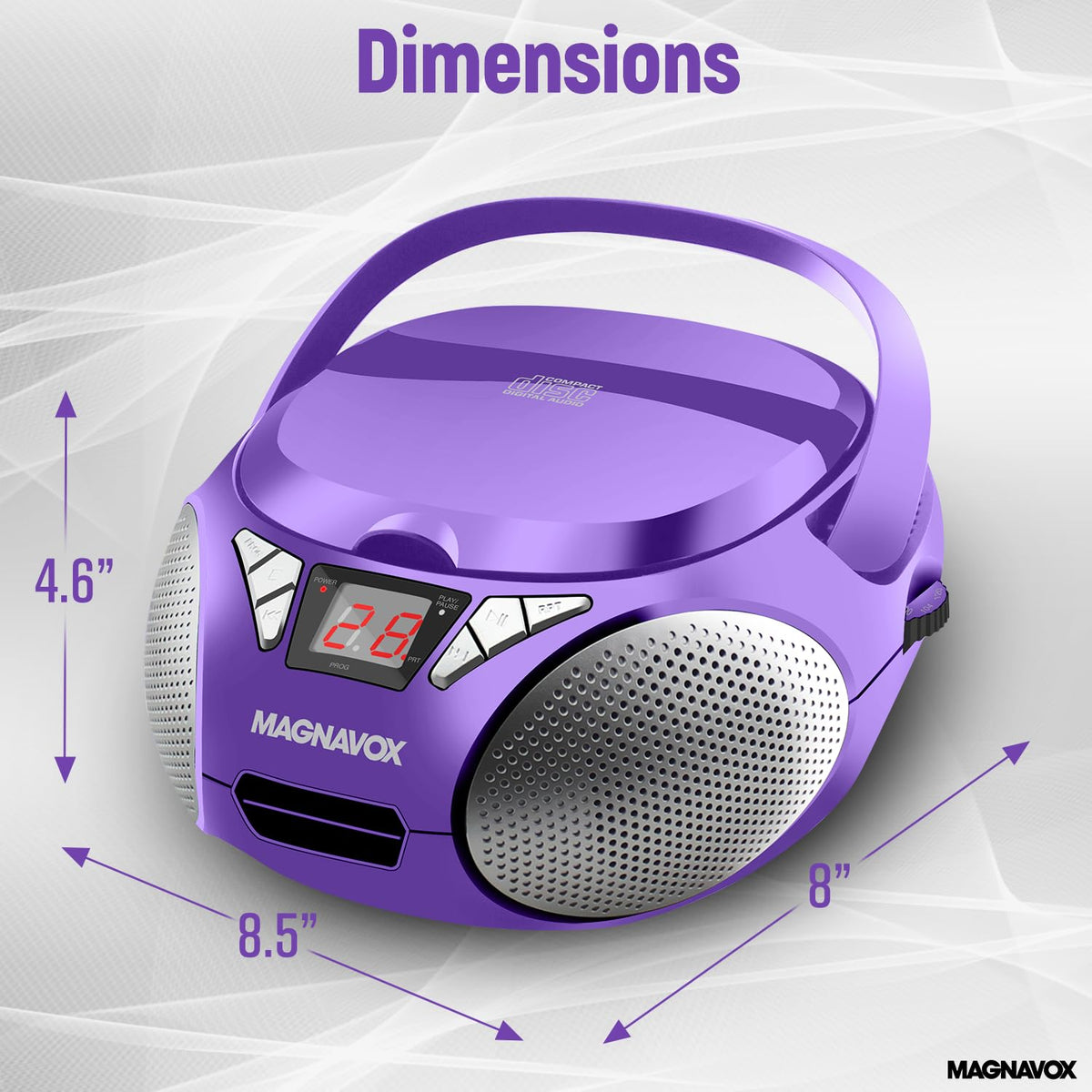 Magnavox speaker close-up texture showing durable grill and balanced sound