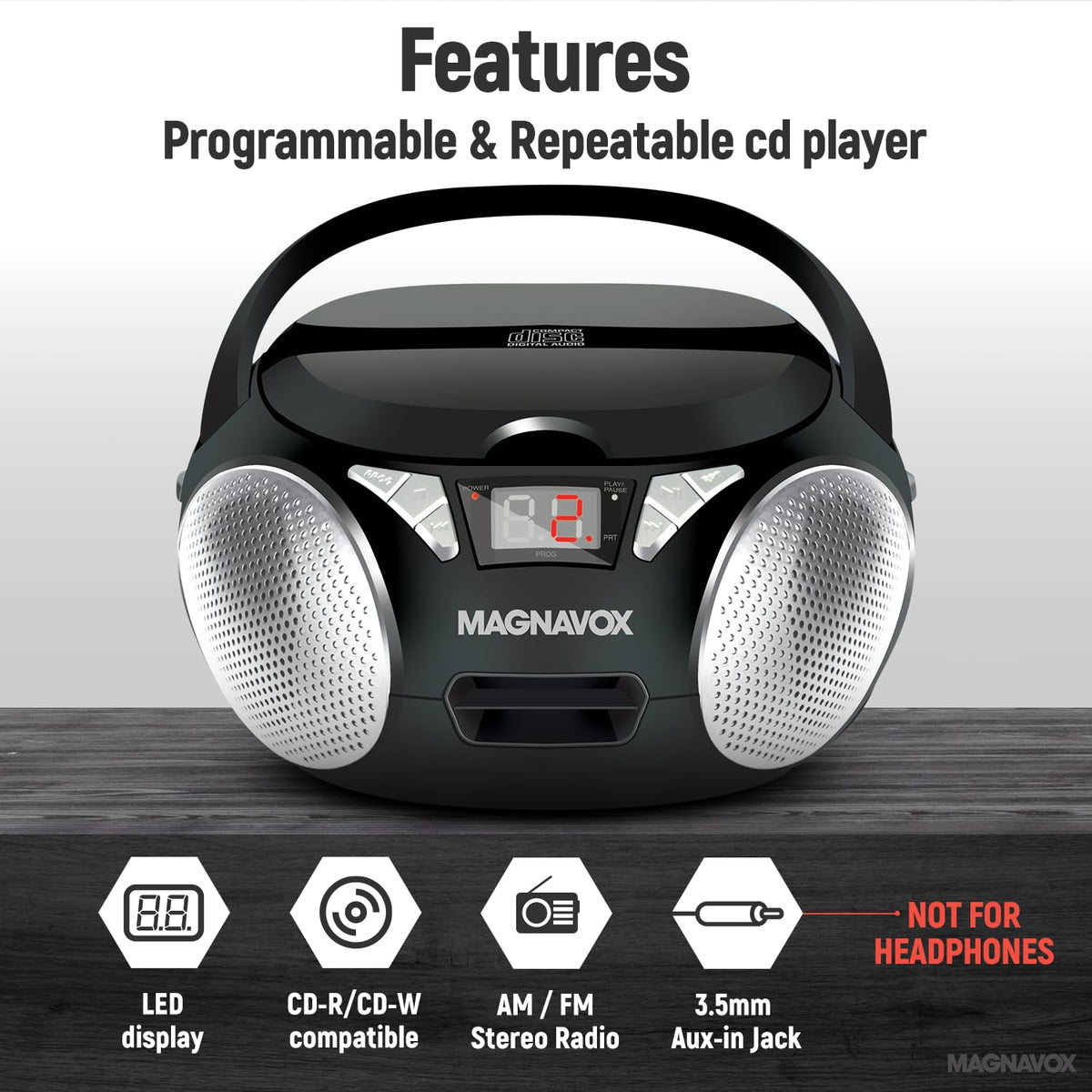 Magnavox speaker grille detail highlighting stereo speakers for clear day-to-day audio