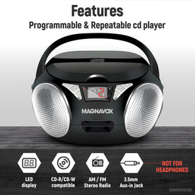 Magnavox speaker grille detail highlighting stereo speakers for clear day-to-day audio