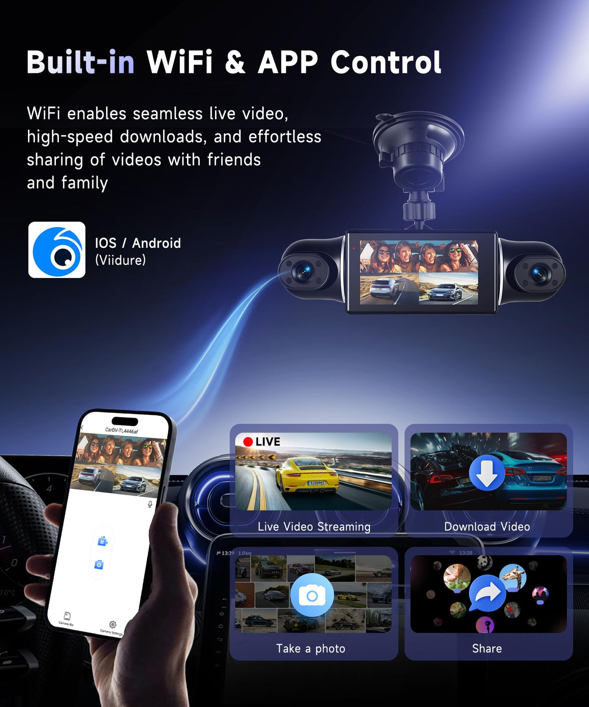 MAHVEC 360 WiFi app control lets you view and manage footage.