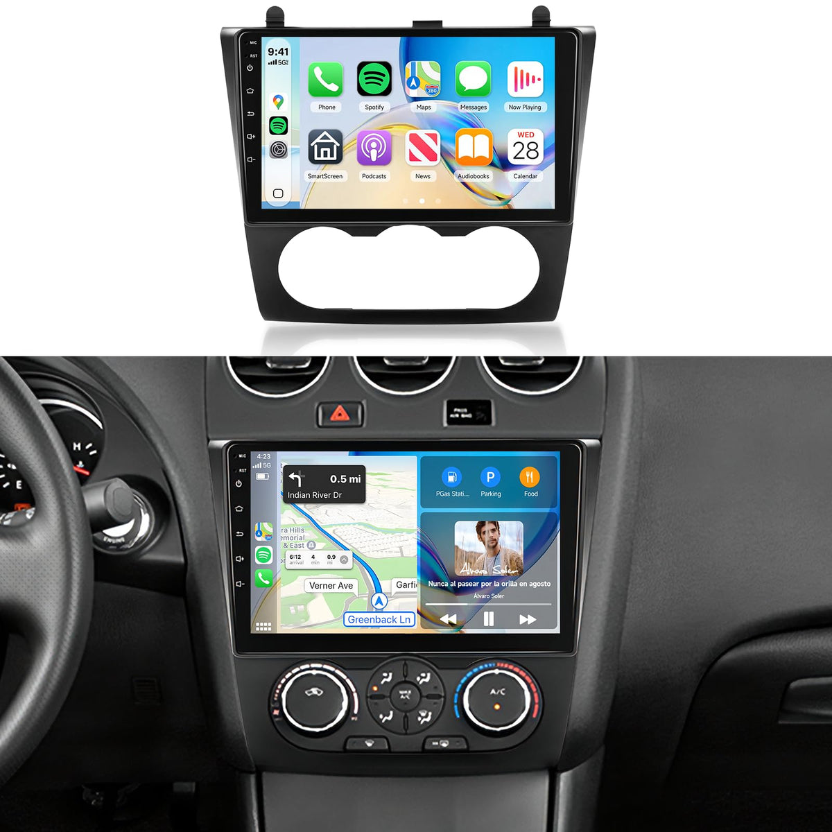 MAHVEC 8Core Android car stereo front view for Altima enhances dashboard integration