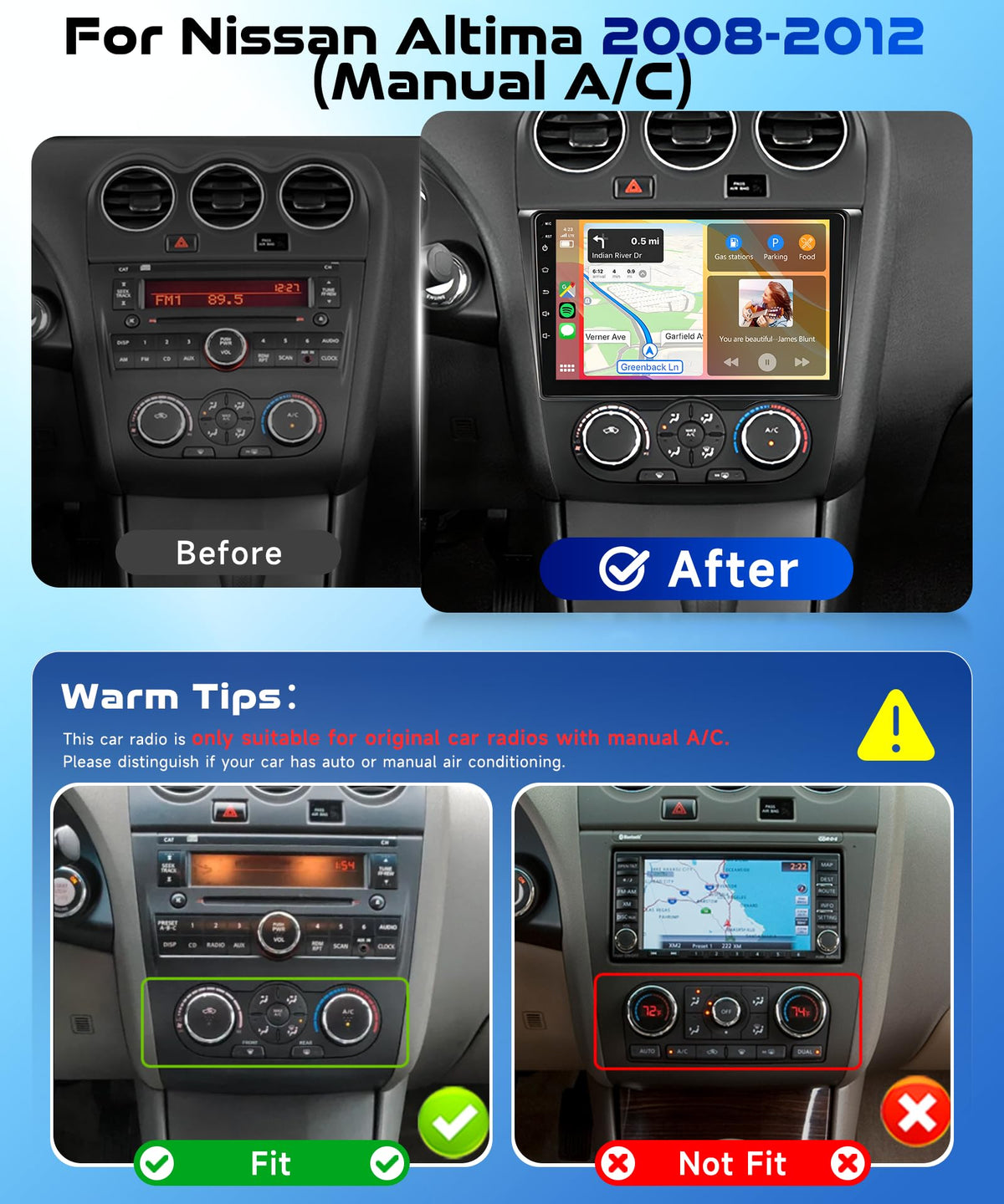MAHVEC 9-inch IPS display on Altima dash delivers clear navigation and visuals