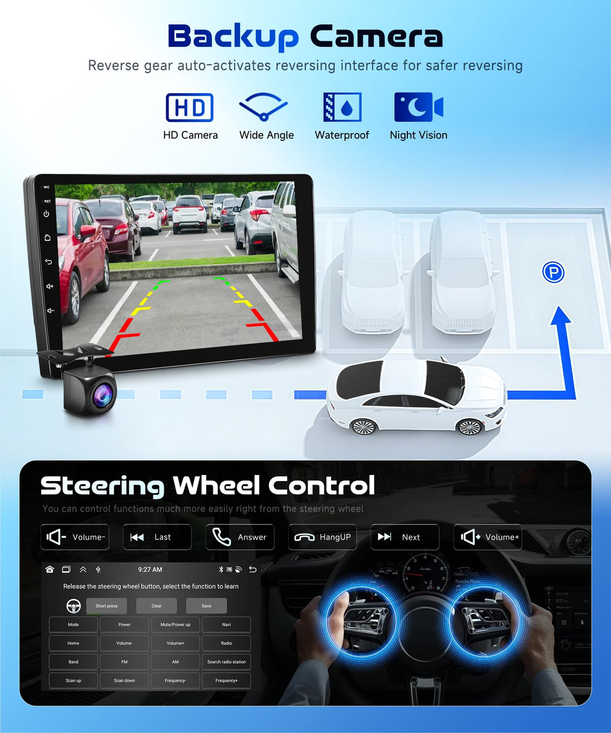 MAHVEC AHD backup camera included improves rear visibility during parking