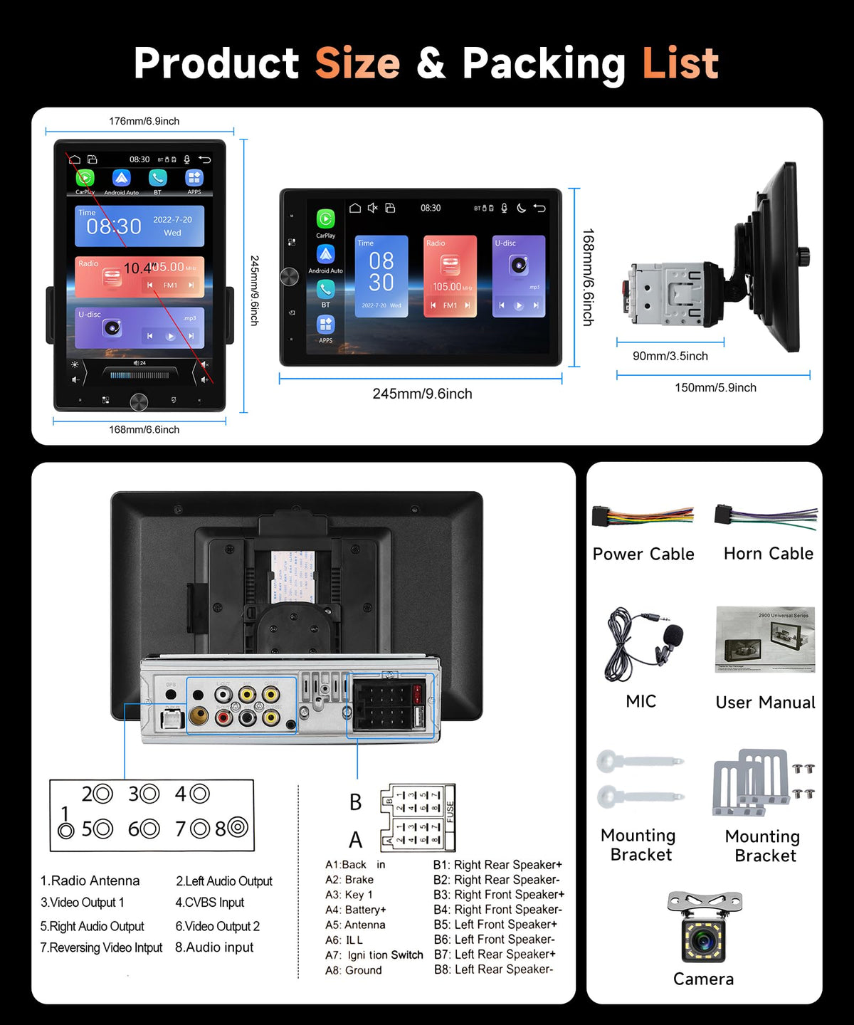 MAHVEC HD rotation touchscreen offering flexible viewing and quick access