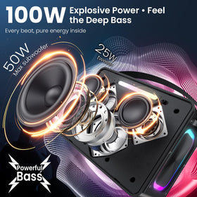 Maidsonic close-up of dual woofers and tweeter, enhances bass clarity