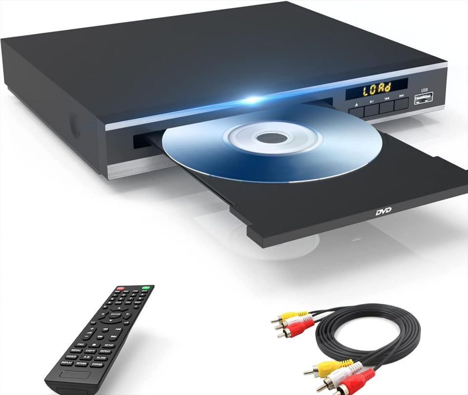 MAITE Balance DVD player front view showing compact design and AV ports for easy setup.