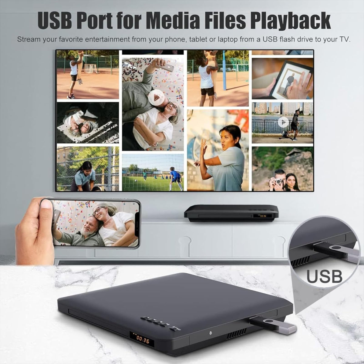 MAITE DVD Player included HDMI and AV cables simplify setup.