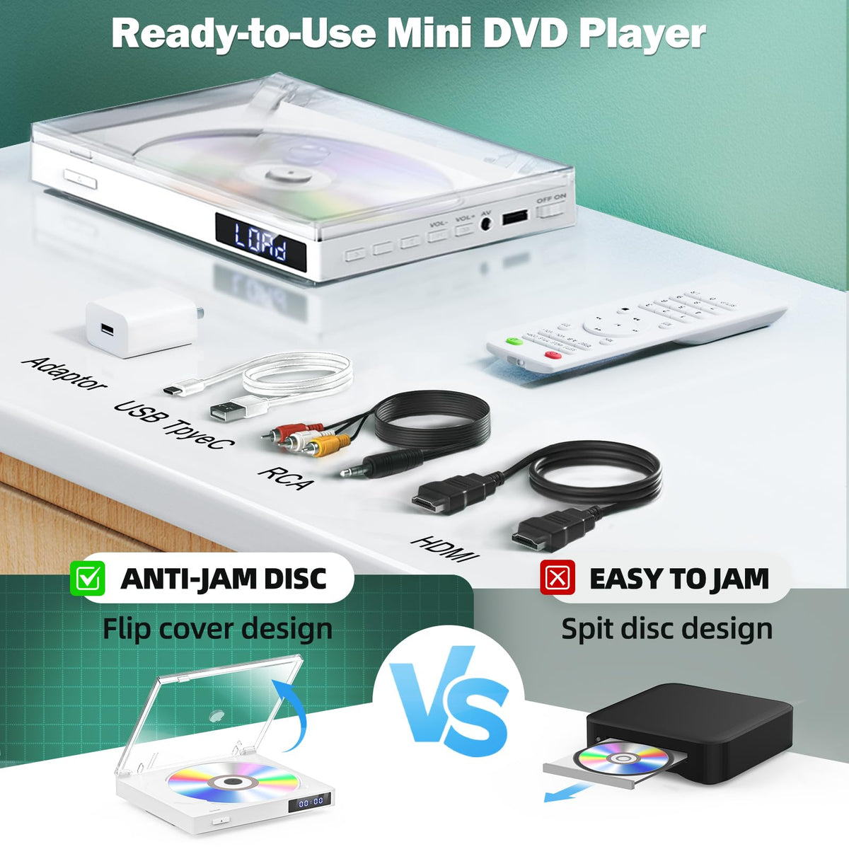 MAITE USB-C charging support lets you power the player anywhere.