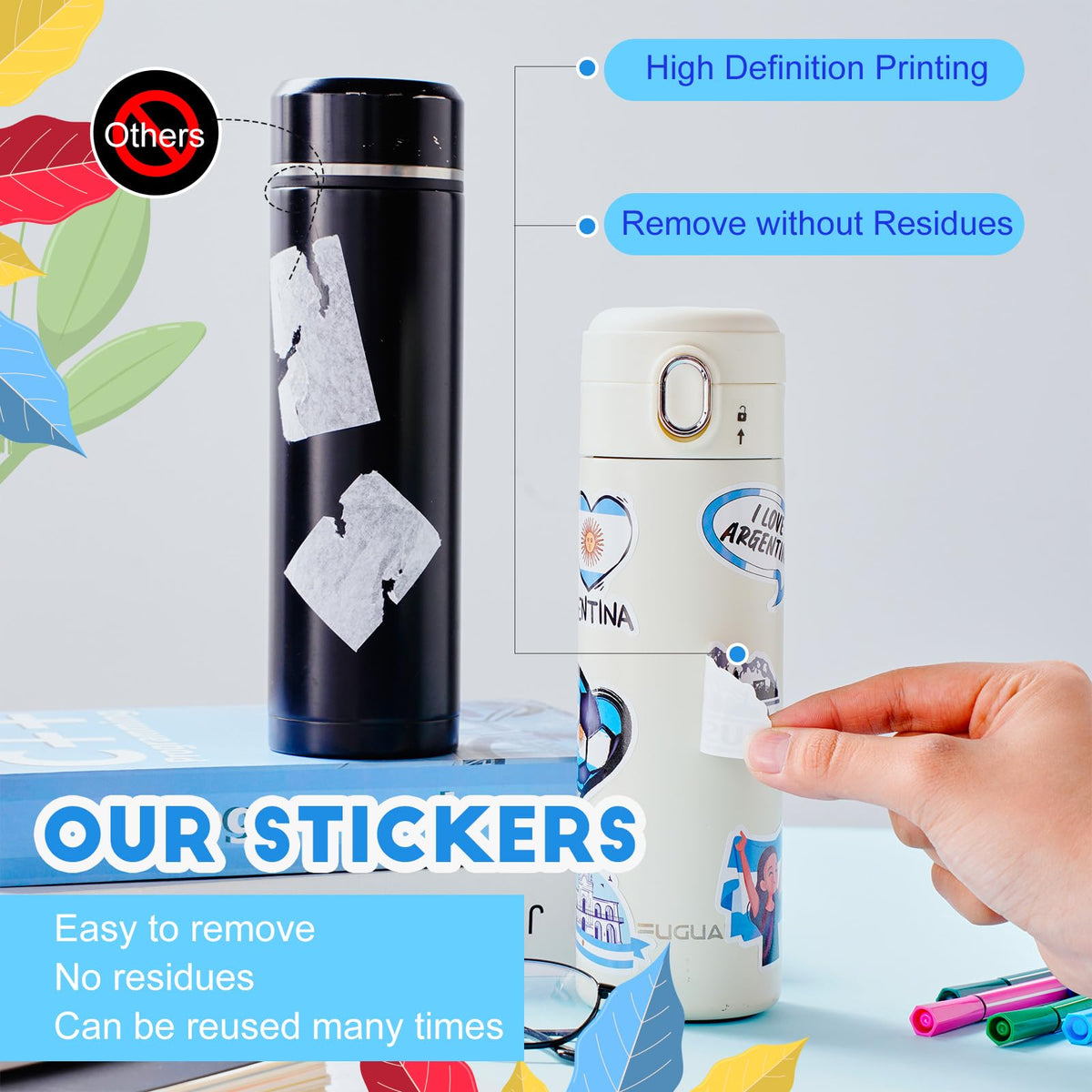 Maitys Argentina stickers on water bottle add color and motivation.