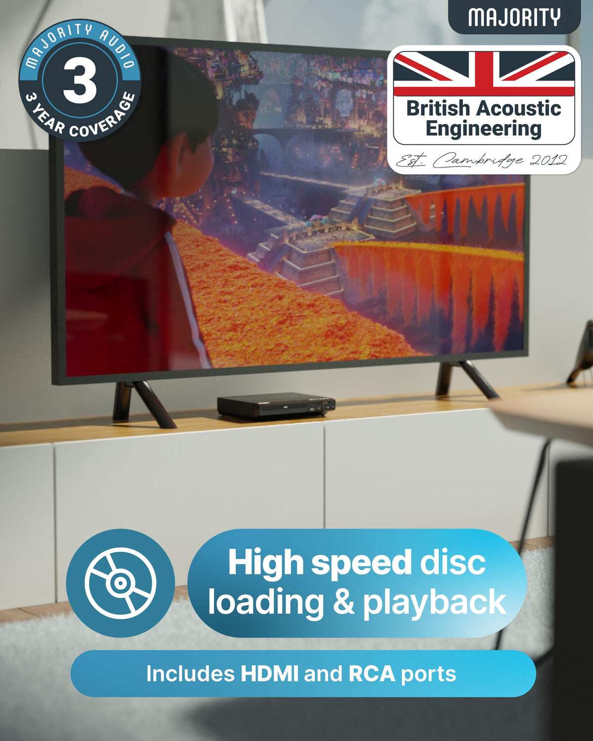 MAJORITY top drive tray open showing disc slot, easy disk insertion benefit