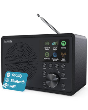 Majority Touro internet radio front panel with Spotify Connect and WiFi controls