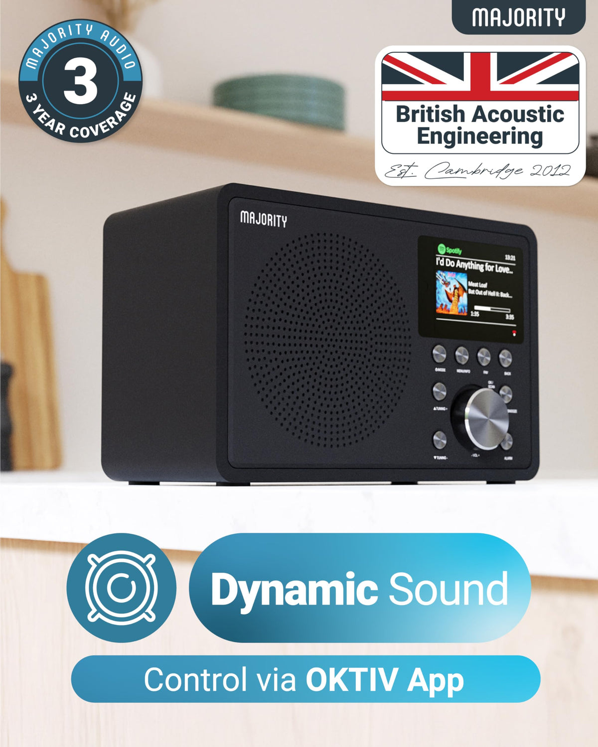 Majority Touro internet radio wifi-connect highlights wireless app control with Frontier OkTiv