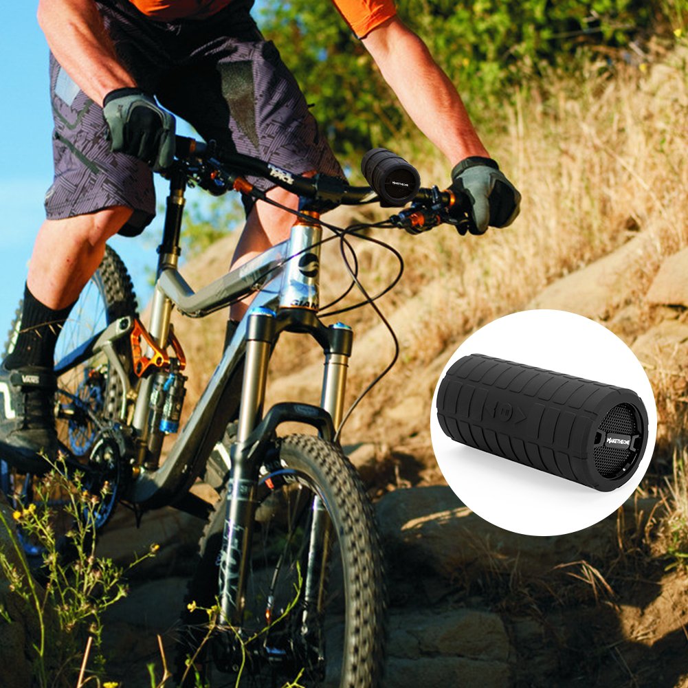 Maketheone outdoor-adventure speaker enhances bike rides with rich sound.