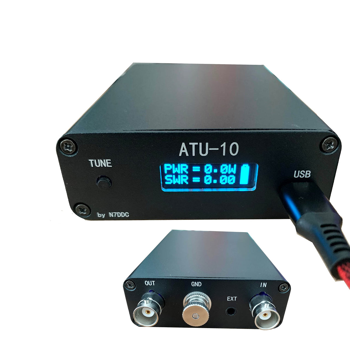 Malahit ATU-100 front panel with control button and OLED display for quick tuning