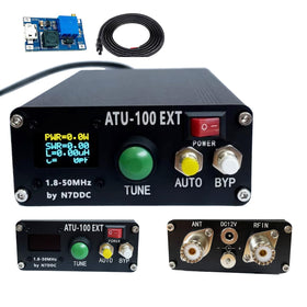 Malahit ATU-100 EXT front OLED display for precise tuning.