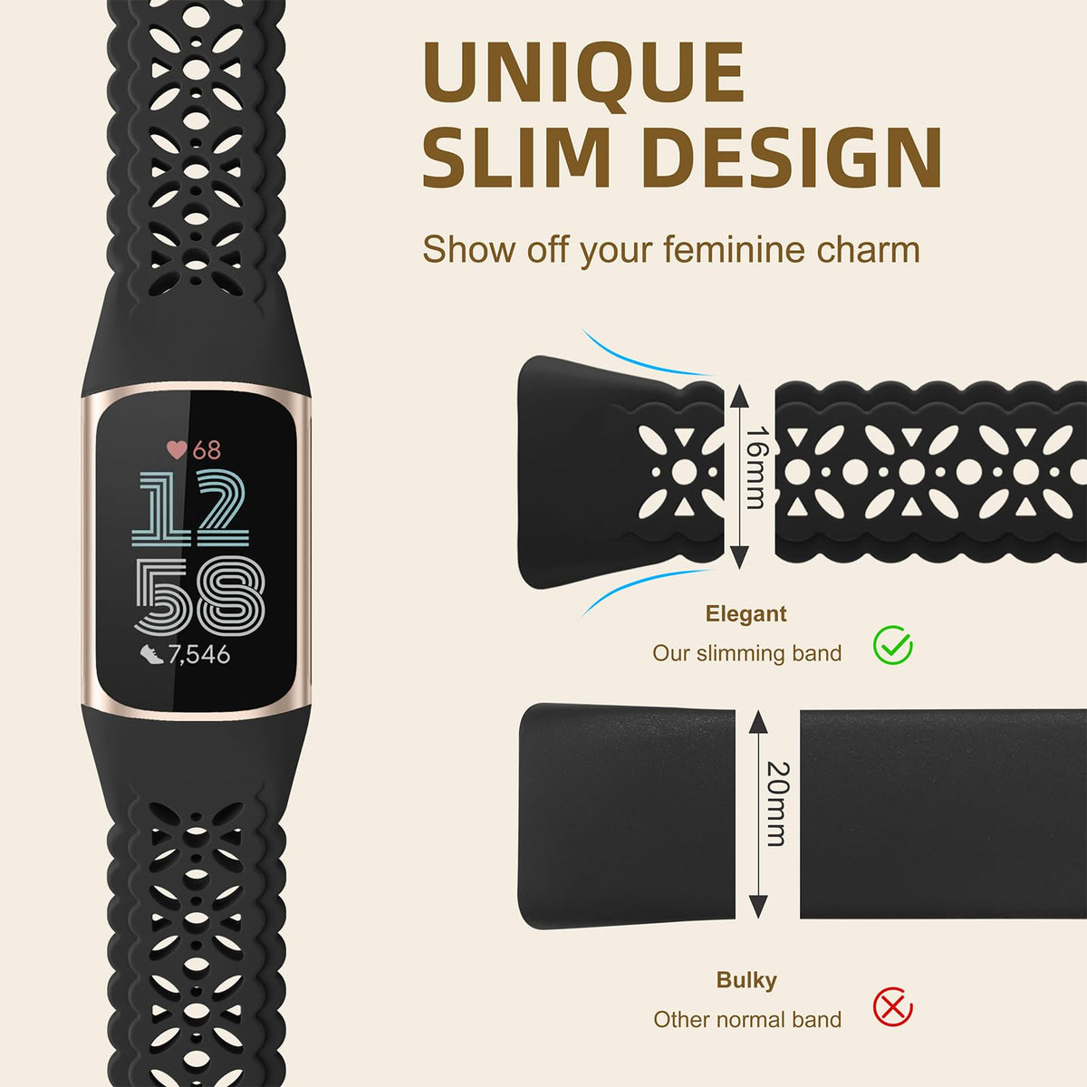 Maledan adjustable-hole design fits multiple wrists on Fitbit Charge 5