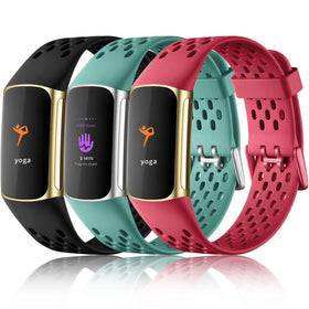 Maledan bands compatibility visual: secure fit for Fitbit Charge 5/6 during daily wear.