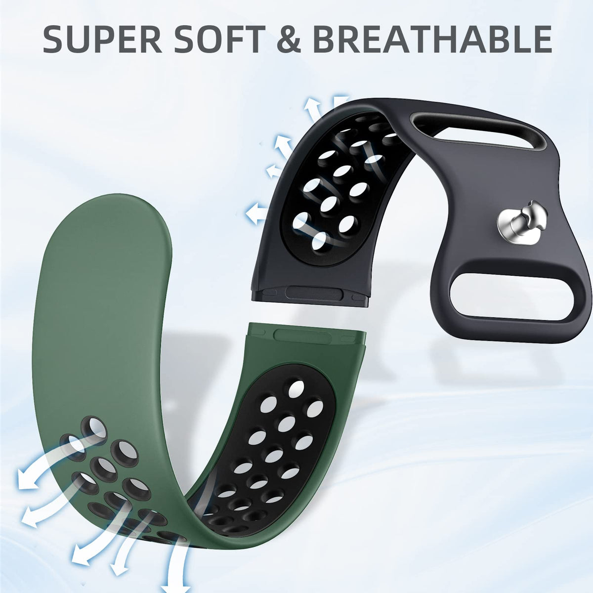 Maledan breathable air-hole band for Versa 4 and Sense promotes quick-dry, sweat comfort.