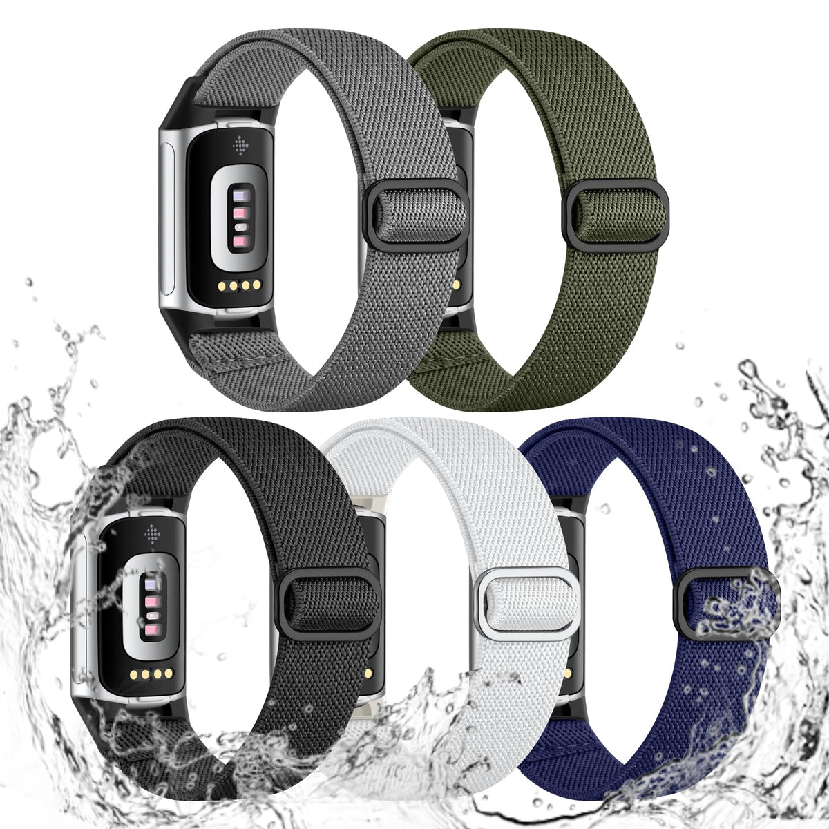 Maledan Charge 5/6 waterproof nylon strap, ideal for water-friendly workouts.