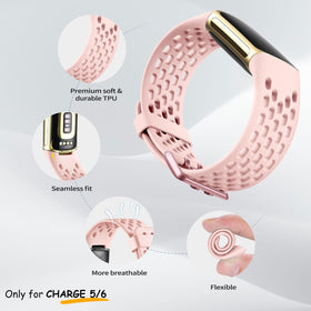 Maledan Charge 5/6 pink sand strap promotes breathable comfort during workouts.