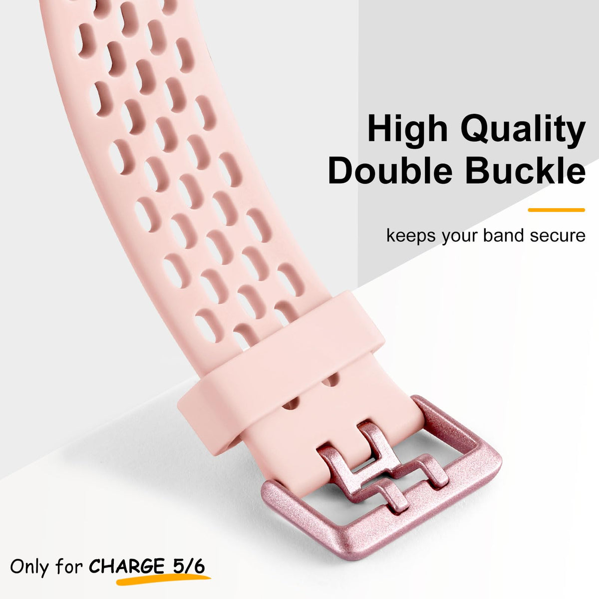 Maledan Charge 5/6 lunar white band close-up, waterproof and comfortable during workouts.