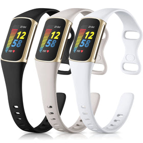 Maledan Charge 5 black band close-up, soft silicone for daylong comfort.