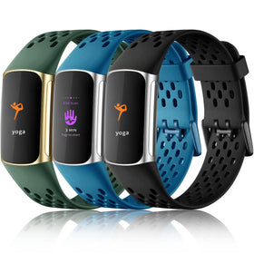 Maledan Charge 5 black band close-up with secure connectors for a snug Fitbit fit during workouts
