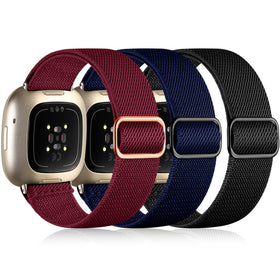 Maledan Versa 3 elastic nylon band on wrist, secure and comfortable