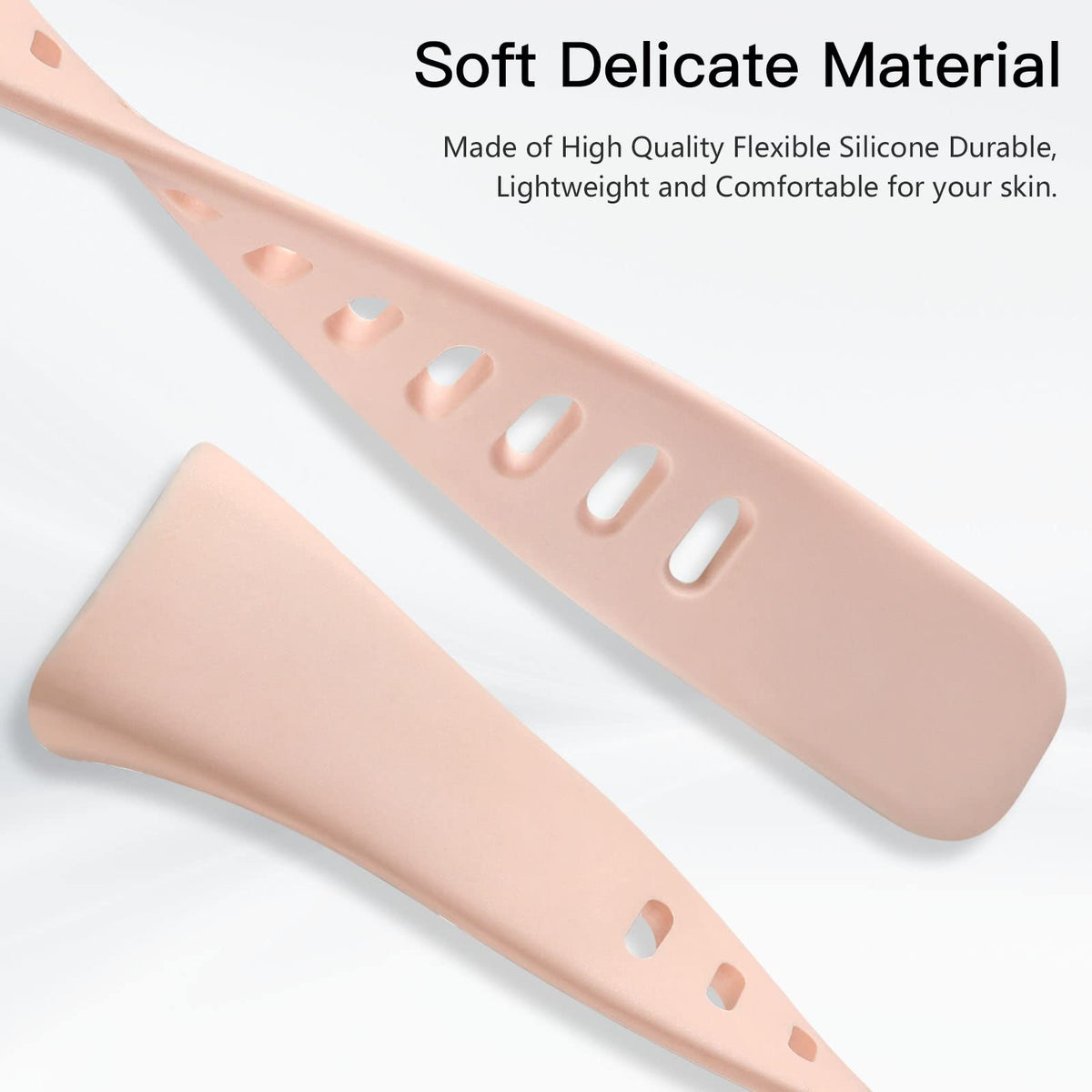 Maledan ashy pink band features slim profile for everyday wear