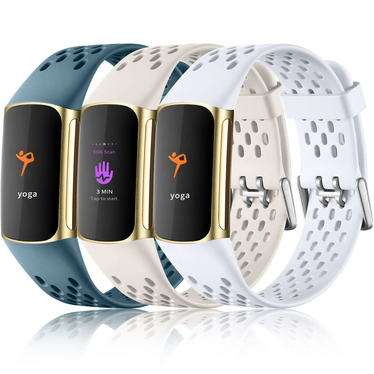 Maledan Fitbit Charge 5/6 blue sport band offers secure daily wear with a precise fit.