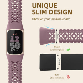 Maledan lilac flower engraving on Charge 5 adds stylish detail.