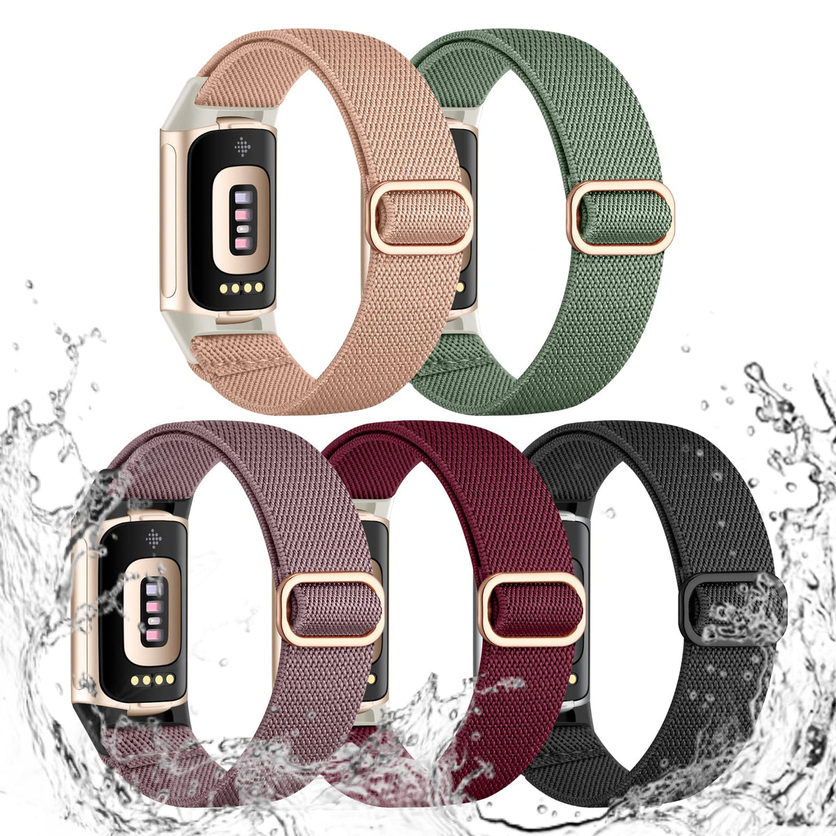 Maledan Pretty Sport Band in waterproof nylon for Fitbit Charge 5/6, ideal for workouts.