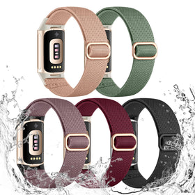 Maledan Pretty Sport Band in waterproof nylon for Fitbit Charge 5/6, ideal for workouts.