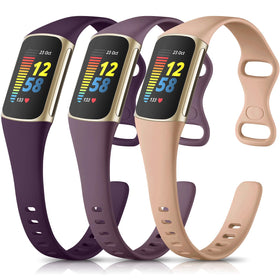 Maledan slim band milk tea on Fitbit Charge 5, comfortable daily wear.