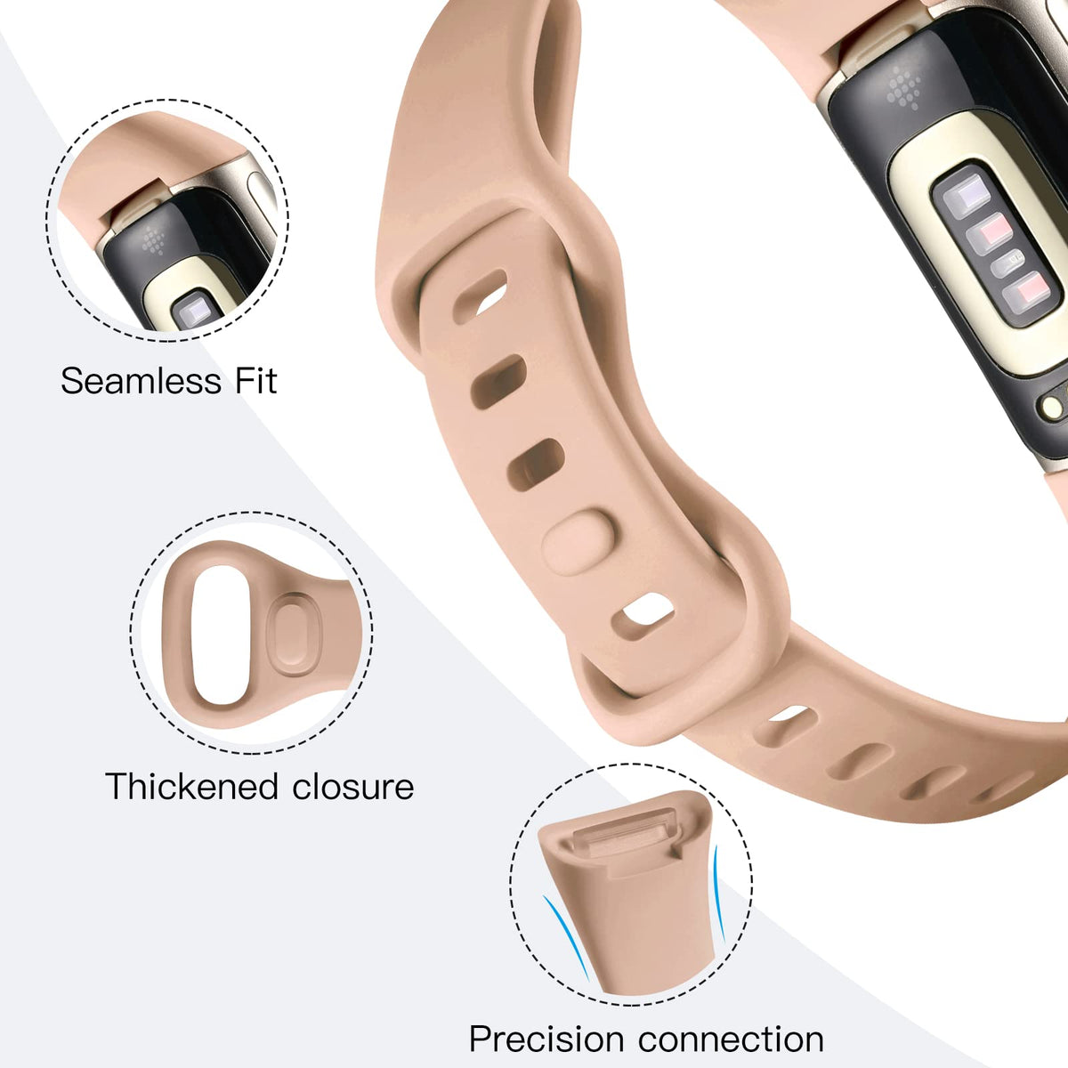 Maledan slim band smoke violet on Charge 6, stylish all-day accessory.