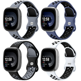 Maledan sport band for Versa 3 close-up, soft silicone for all-day comfort.