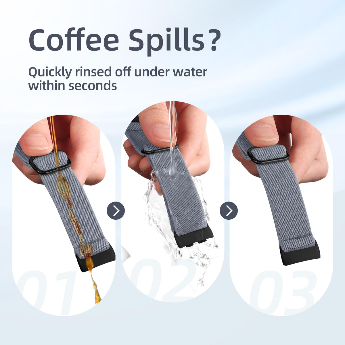 Maledan sport band shows water beading on waterproof nylon for active wear