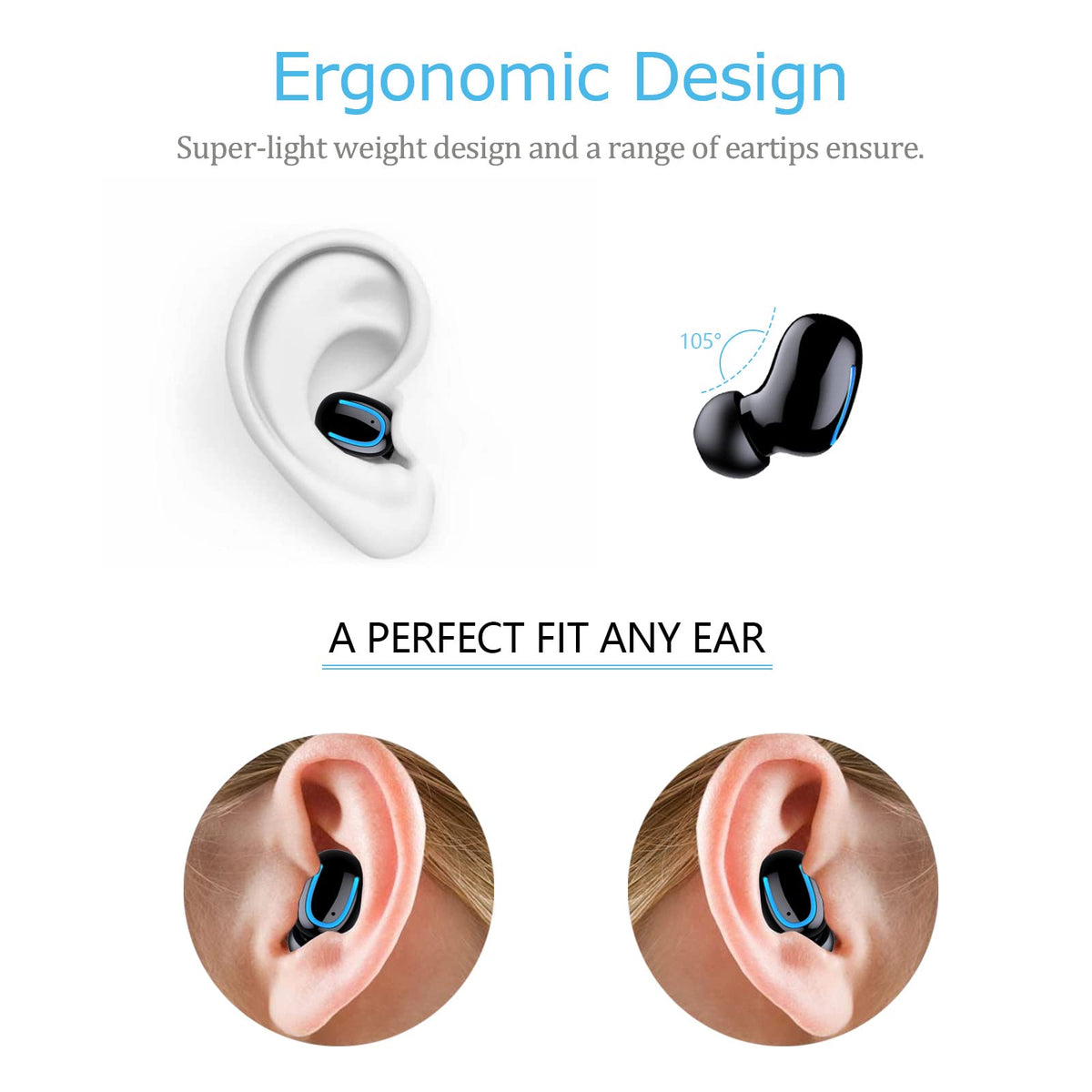MALIHOO Q30 earbud worn in-ear for comfortable all-day wear