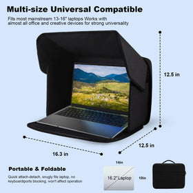 MAMA EVE open hood attached to laptop reducing glare and improving readability