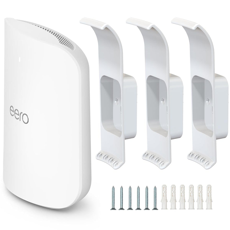 Mamerry eero Max 7 wall mount front view for clutter-free setup.
