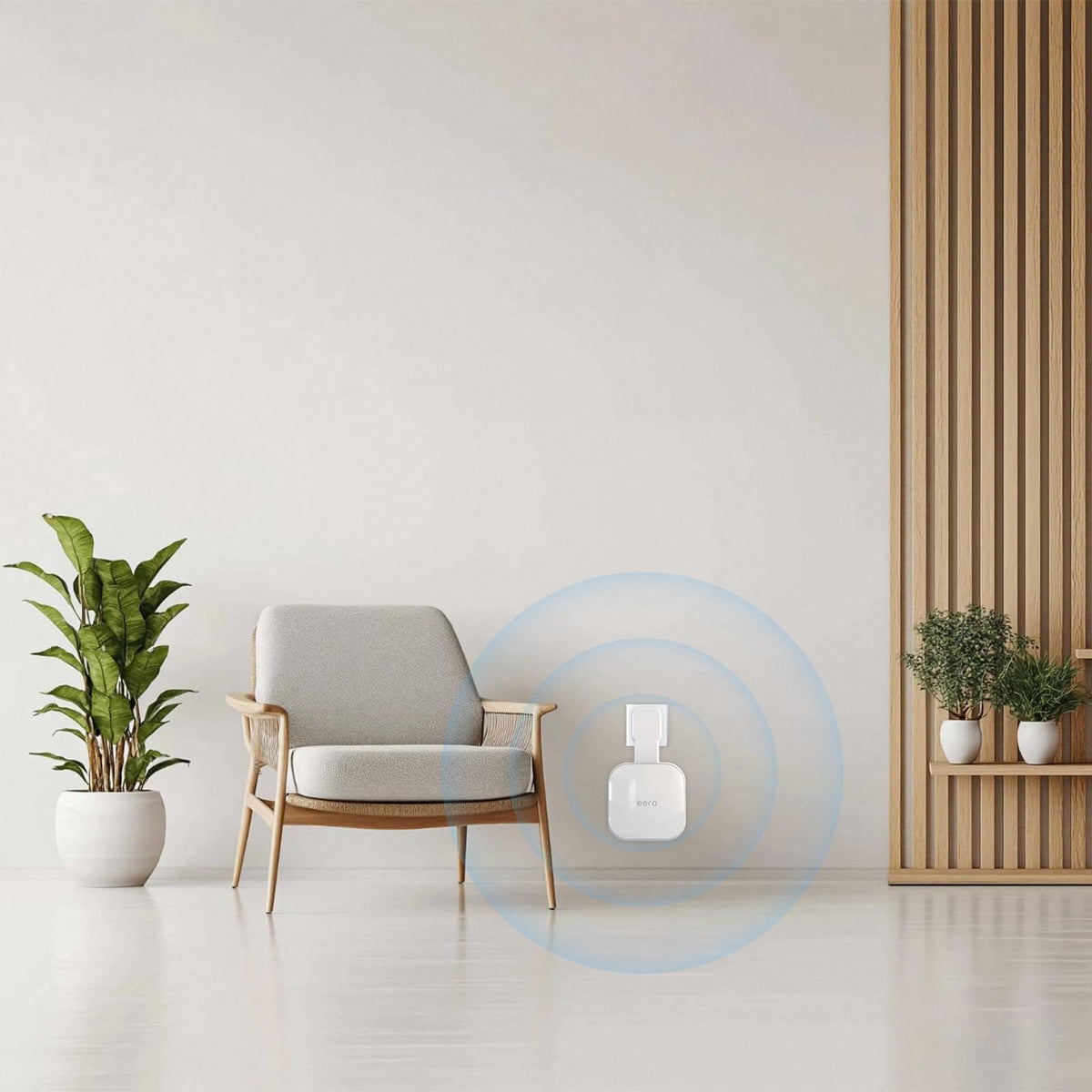 Mamerry mount hung on vertical outlet with eero 7, reduces clutter