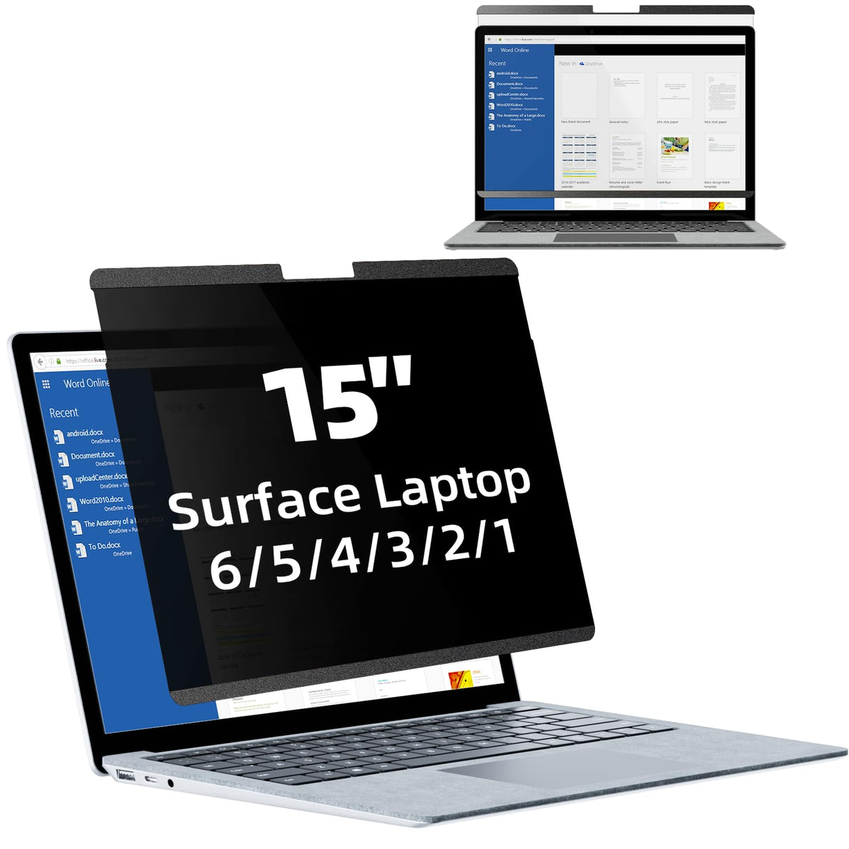 Mamol front view of 15-inch privacy screen packaging showing product benefit