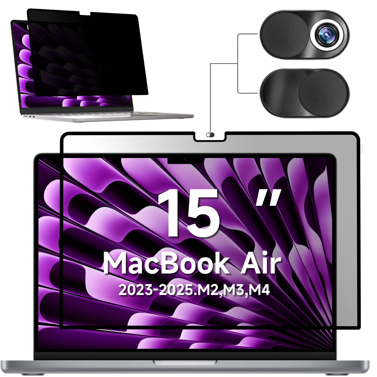 Mamol front view on MacBook Air 15 showing neat fit and clear benefit