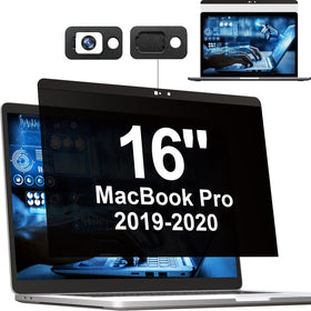 Mamol front view on MacBook Pro 16 showing full protector and clear view benefit