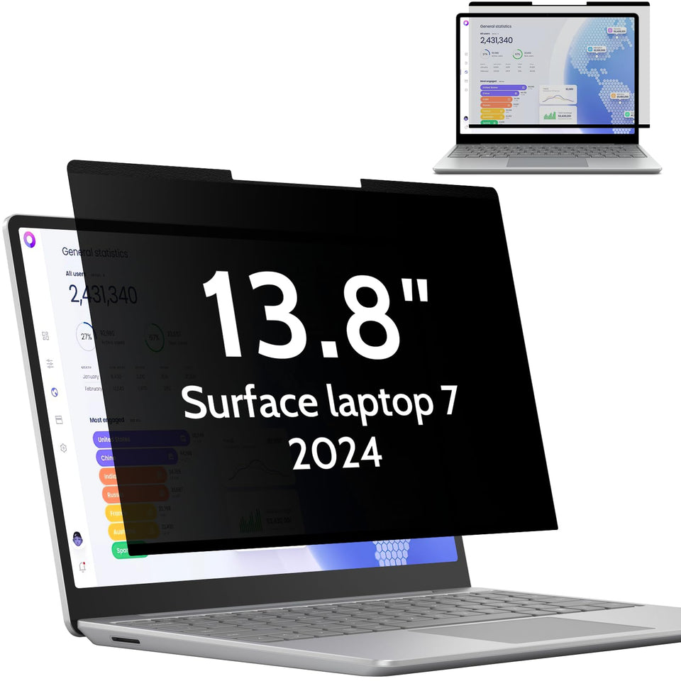 Mamol front view on Surface Laptop 7 showing exact fit and privacy benefit